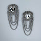 Post Back Heart Design Earrings With Rhinestone Tassels