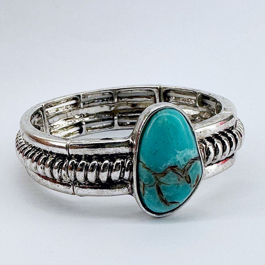Turquoise Stone Decor Stretchable Bracelet