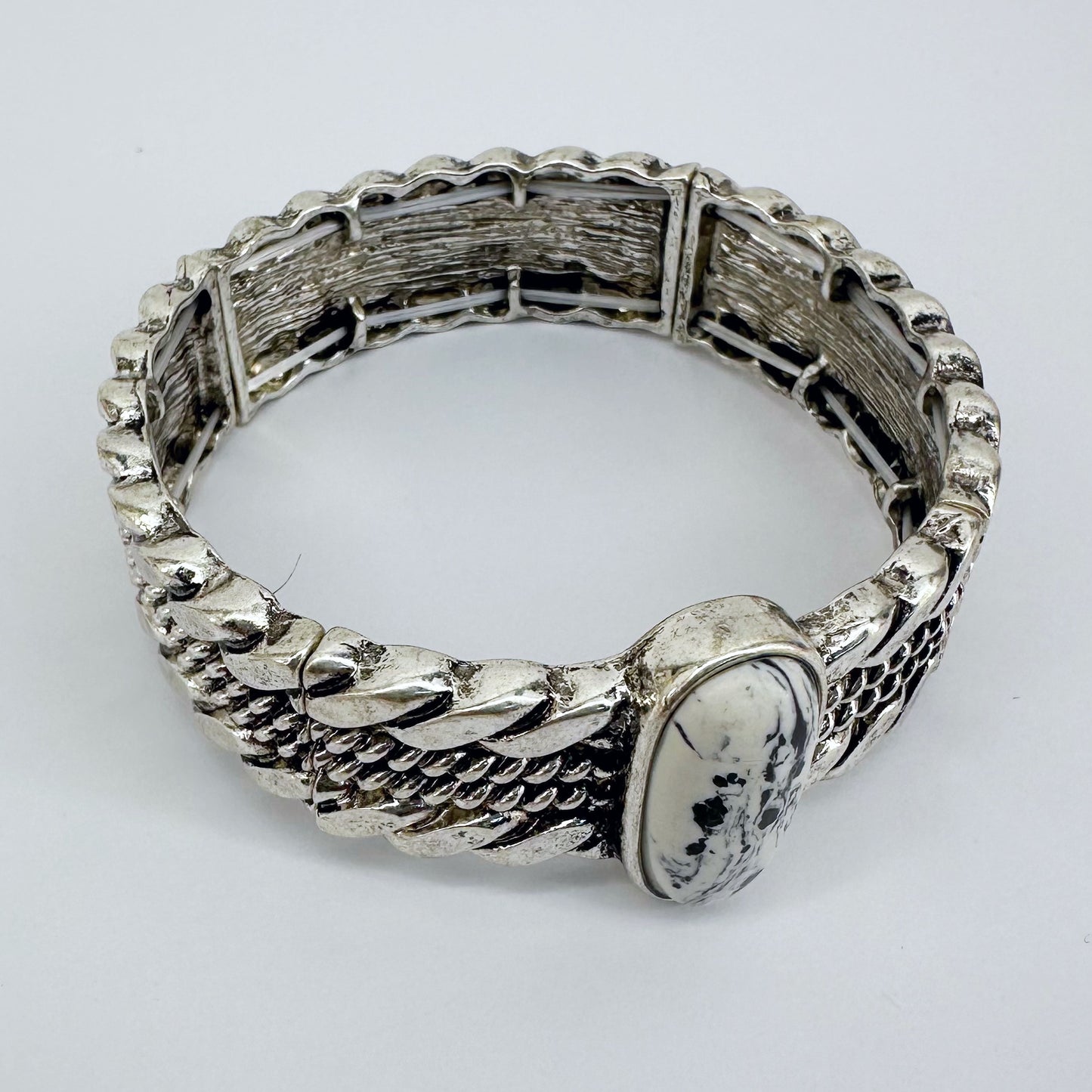White Turquoise Stone Stretchable Bracelet