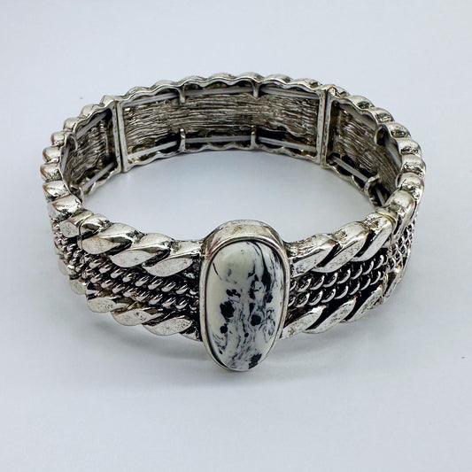 White Turquoise Stone Stretchable Bracelet