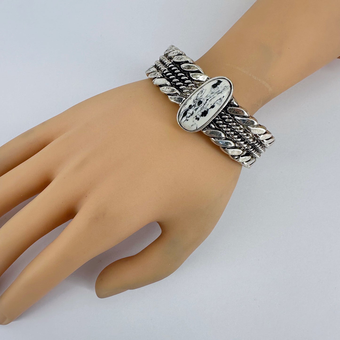 White Turquoise Stone Stretchable Bracelet