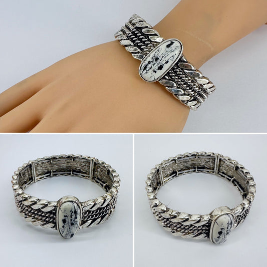 White Turquoise Stone Stretchable Bracelet