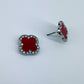 Post Back Clover Rhinestone Outline Earrings With Color Epoxy