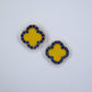Post Back Clover Rhinestone Outline Earrings With Color Epoxy
