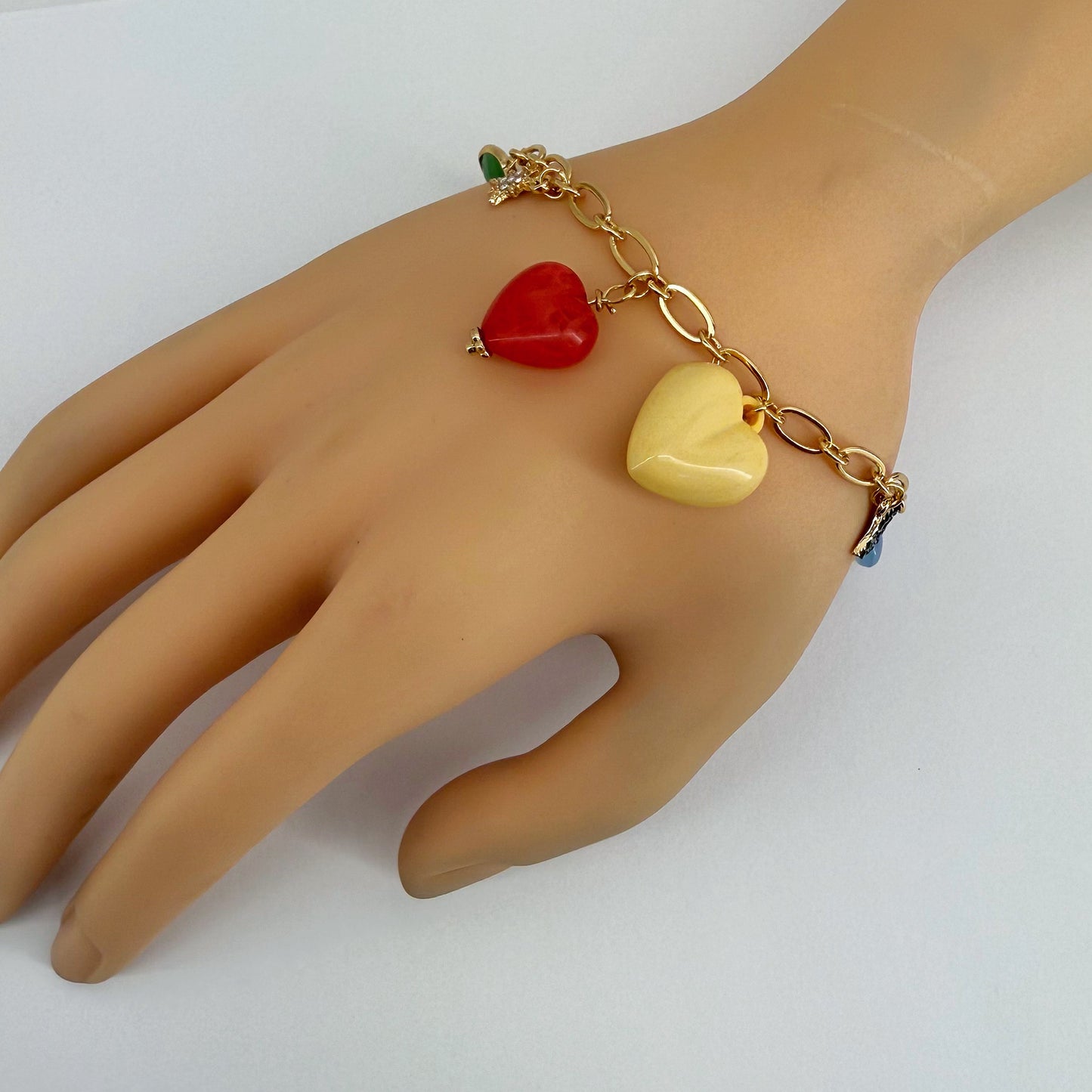 Chain with Multiple Charm Heart Bracelets