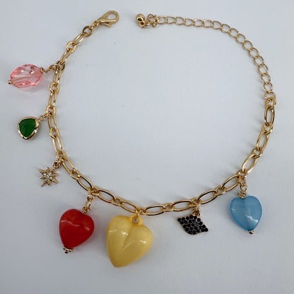 Chain with Multiple Charm Heart Bracelets