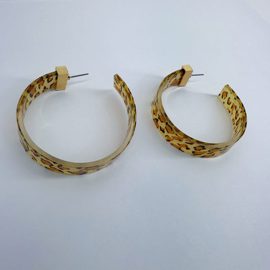 Acrylic Hoops Small Earrings With Leopard Print Or Clear Design