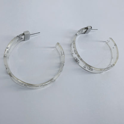 Acrylic Hoops Small Earrings With Leopard Print Or Clear Design