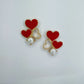 Post Back Heart Design Earrings Gold Finish With Pearl