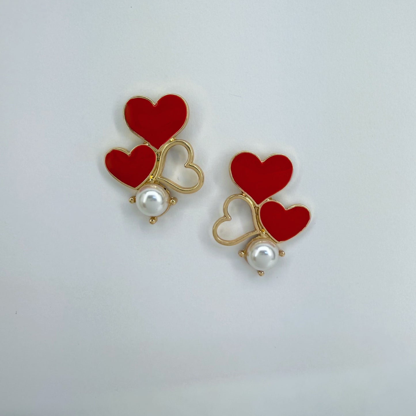 Post Back Heart Design Earrings Gold Finish With Pearl
