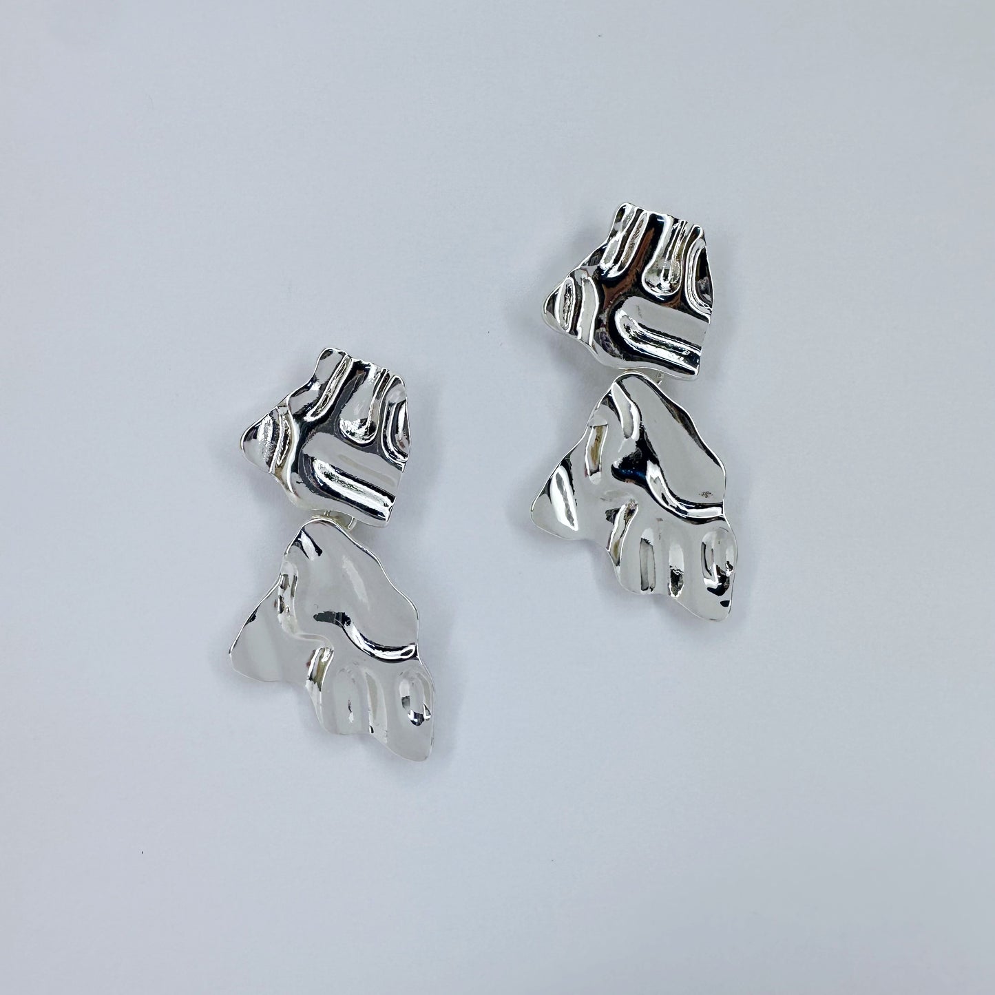 Silver Finish Hammered Metal Earrings