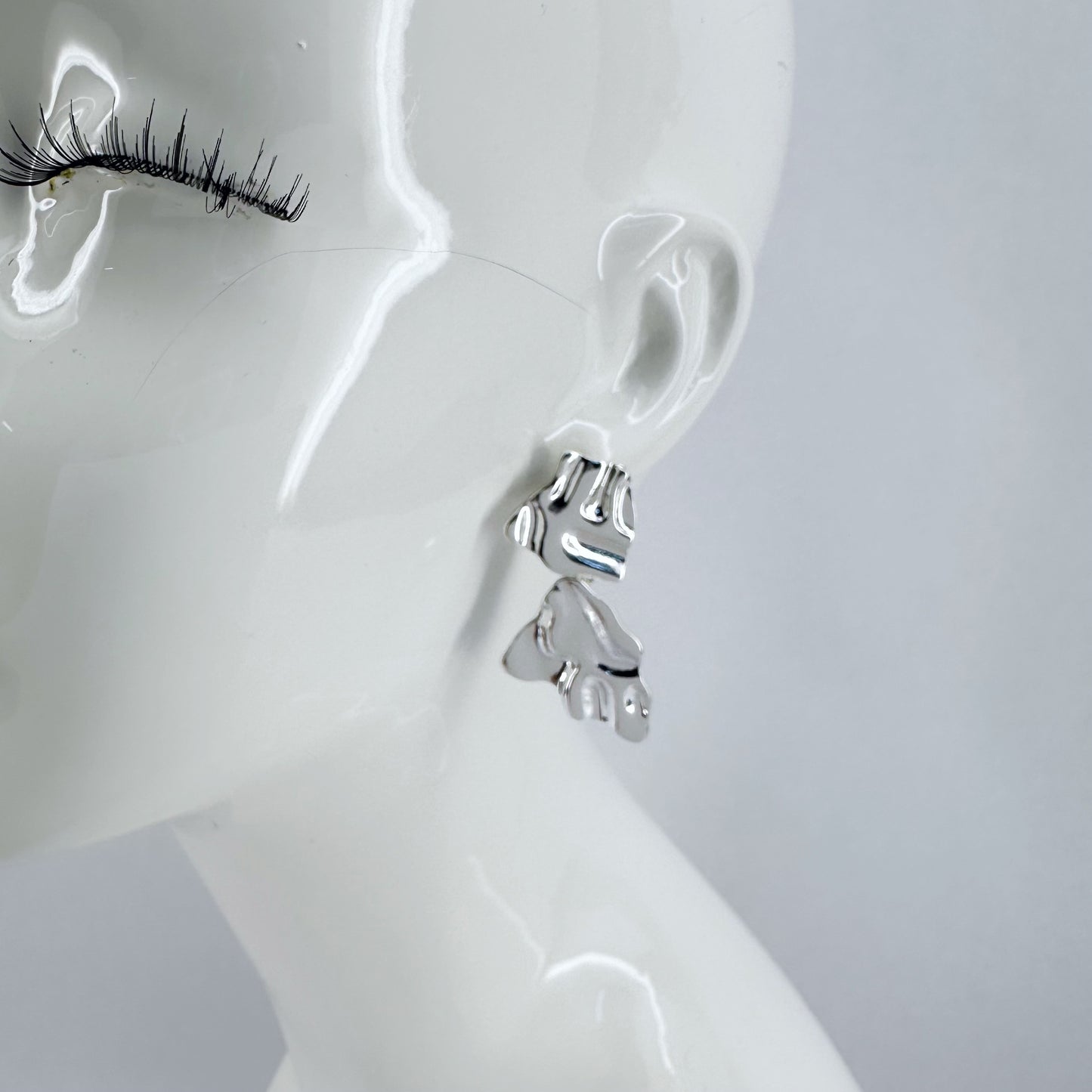 Silver Finish Hammered Metal Earrings
