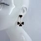 Post Back Gold Finish Heart Design With Clover Dangle