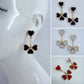 Post Back Gold Finish Heart Design With Clover Dangle