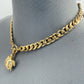 Gold Finish Cuban Link Chain with Turtle Pendant