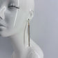 Gold Finish Long Bar Earrings with Clear Rhinestones