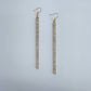 Gold Finish Long Bar Earrings with Clear Rhinestones