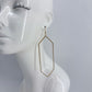 Fish Hook Earrings With Extra Long Hexagon Shape Rhinestone Design