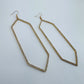 Fish Hook Earrings With Extra Long Hexagon Shape Rhinestone Design