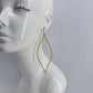Gold, Silver or Rose Gold Pointed Oval Long Fish Hook Earrings