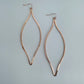 Gold, Silver or Rose Gold Pointed Oval Long Fish Hook Earrings