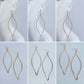 Gold, Silver or Rose Gold Pointed Oval Long Fish Hook Earrings