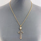 Gold or Silver Finish Necklace With Cut Out Cross Pendant And Clear Rhinestones