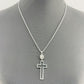 Gold or Silver Finish Necklace With Cut Out Cross Pendant And Clear Rhinestones