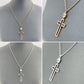 Gold or Silver Finish Necklace With Cut Out Cross Pendant And Clear Rhinestones