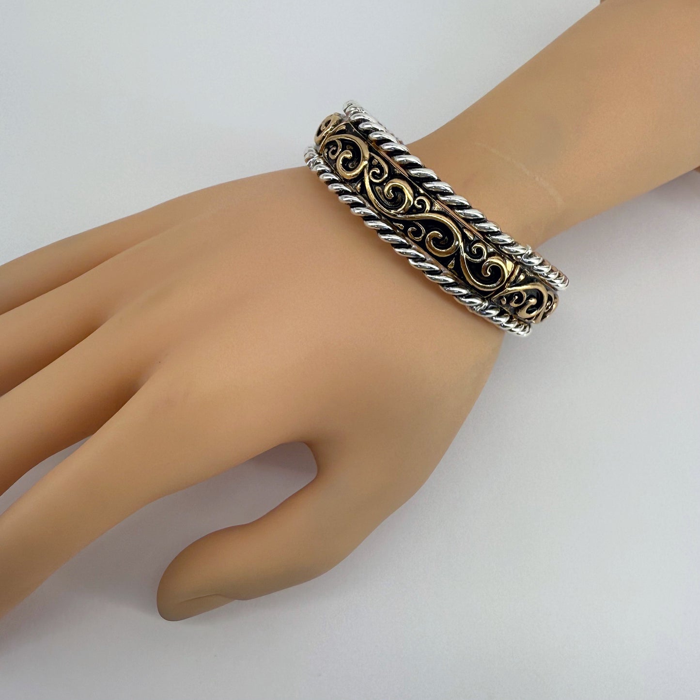 Stretchable Designer Inspired Two Tone Bracelet