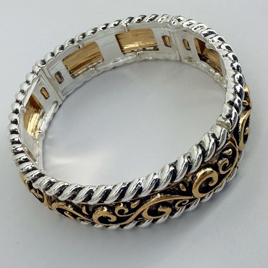 Stretchable Designer Inspired Two Tone Bracelet