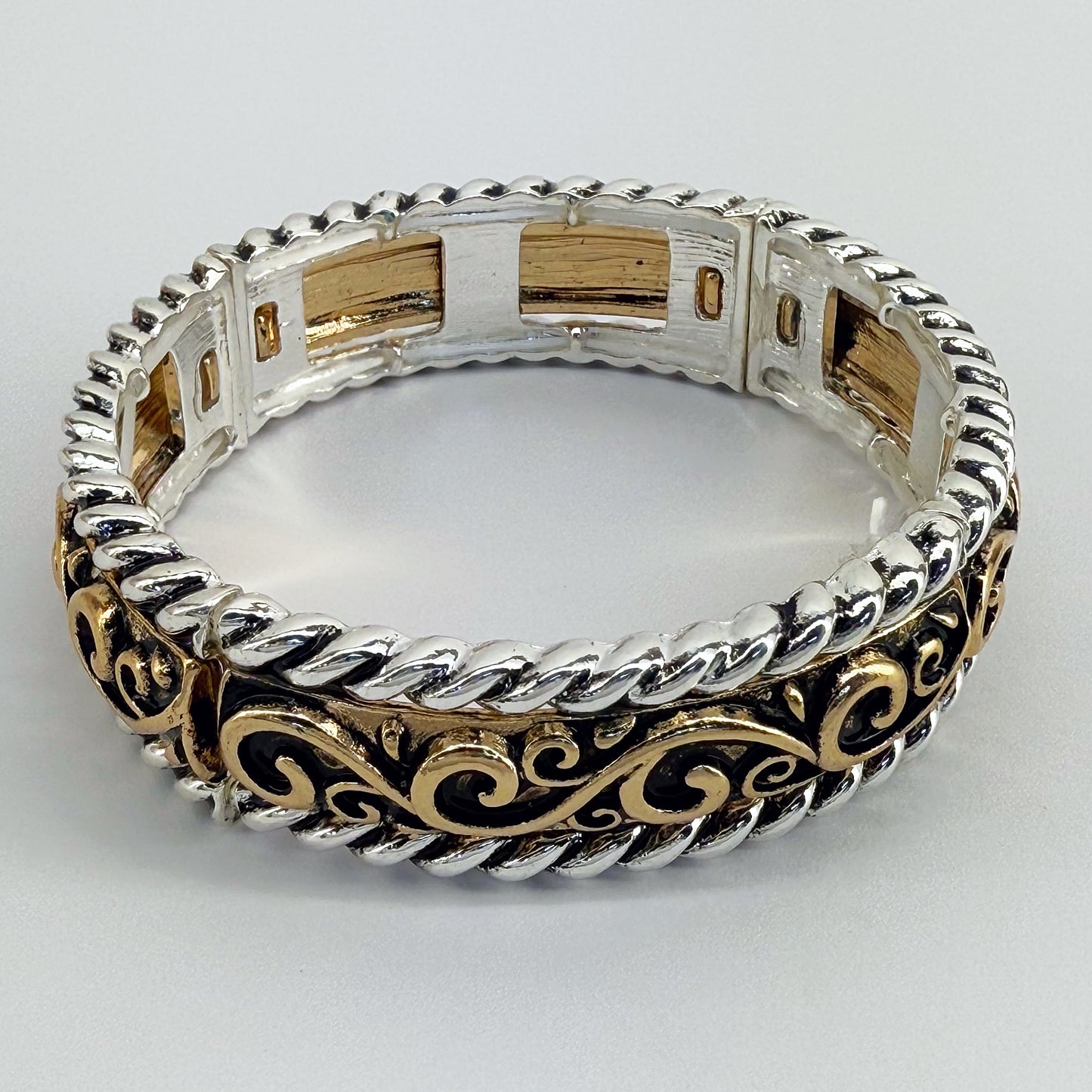 Stretchable Designer Inspired Two Tone Bracelet