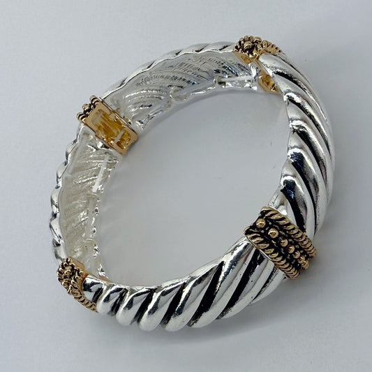Two Tone Gold And Silver Stretchable Designer Inspired Bracelet