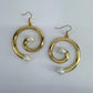 Gold Finish Swirl Shape Fish Hook Earrings with Rhinestone or Pearl Decor
