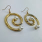 Gold Finish Swirl Shape Fish Hook Earrings with Rhinestone or Pearl Decor