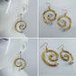 Gold Finish Swirl Shape Fish Hook Earrings with Rhinestone or Pearl Decor