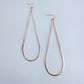 Rose Gold Finish Long Metal Teardrop Earrings