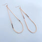 Rose Gold Finish Long Metal Teardrop Earrings