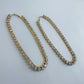 Gold Finish with Clear Rhinestones Extra Long Oval Earrings