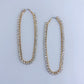Gold Finish with Clear Rhinestones Extra Long Oval Earrings