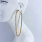 Gold Finish with Clear Rhinestones Extra Long Oval Earrings