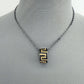 Hematite Chain Necklace with Black and Gold Greek Symbol Pendant