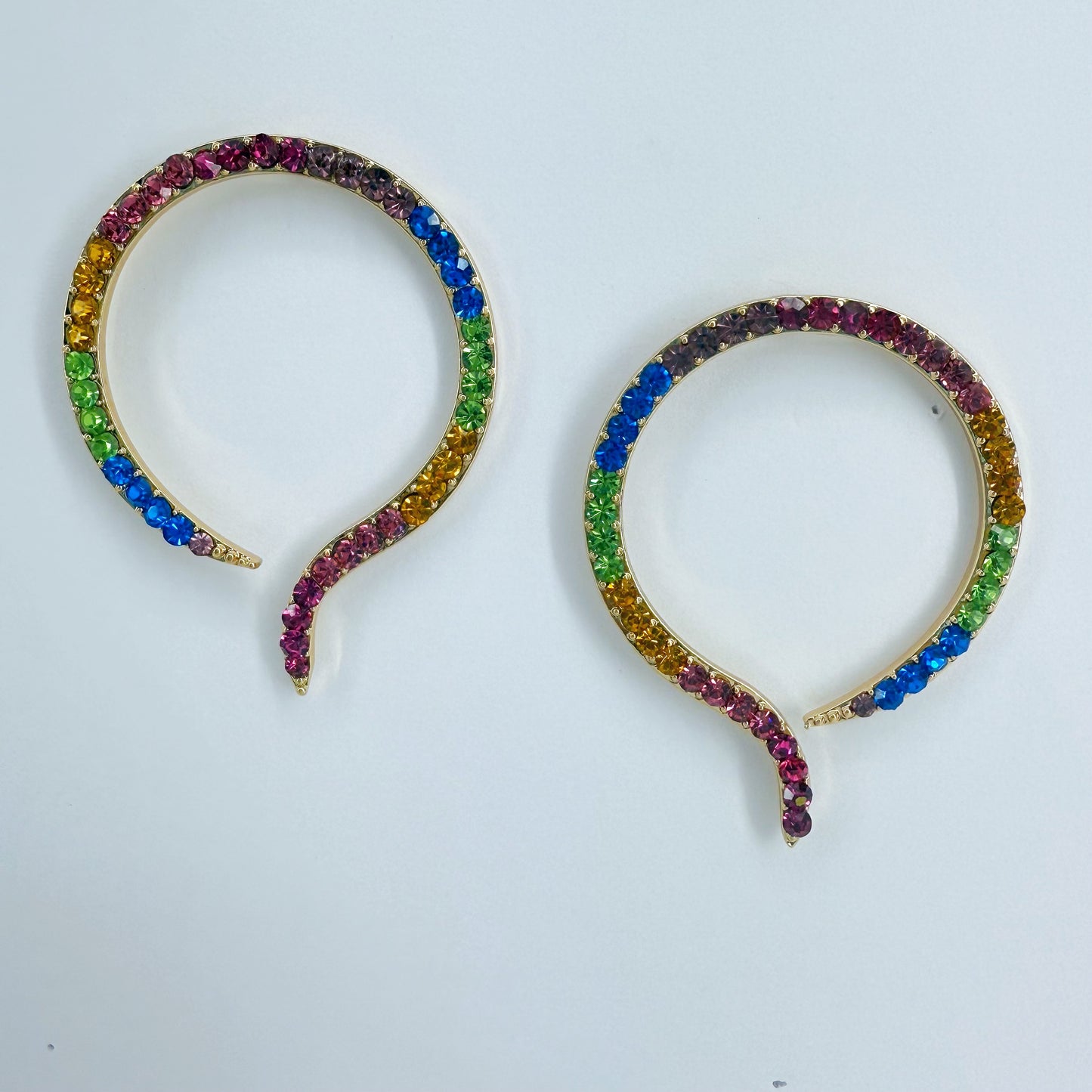 Gold or Silver Finish Snake Round Post Back Earrings