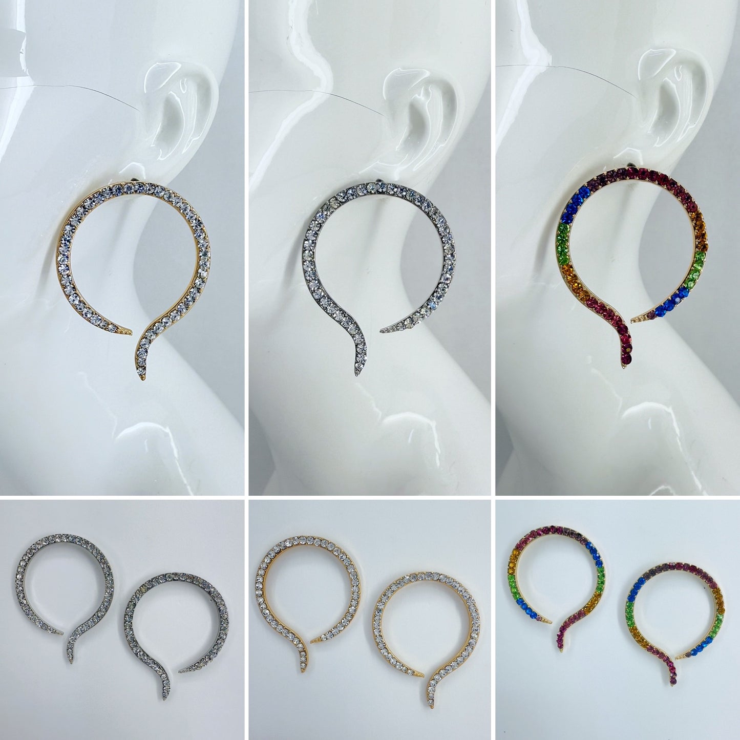 Gold or Silver Finish Snake Round Post Back Earrings