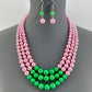 Pink And Green Pearl Necklace Set