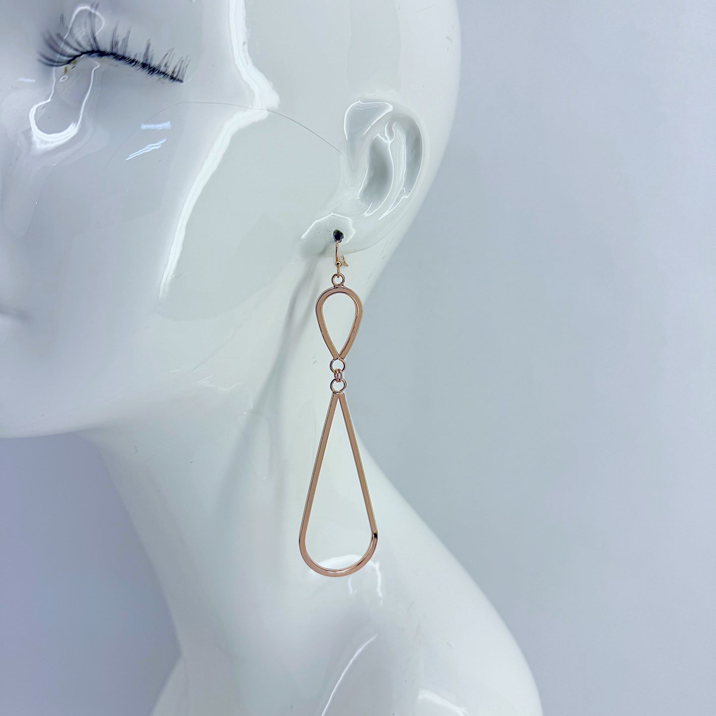 Rose Gold Finish Double Teardrop Drop Dangle Earrings