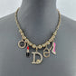 Link Chain And Bead Necklace With Charms