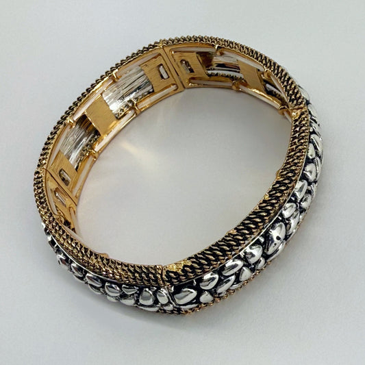 Designer inspired Stretchable Gold and Silver Finish Bracelet