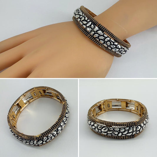 Designer inspired Stretchable Gold and Silver Finish Bracelet