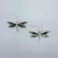 Silver Finish Dragonfly Earrings with Abalone Décor Wings